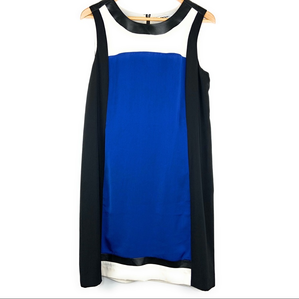 DKNYC Colorblock Shift Dress w/ Leather Trim